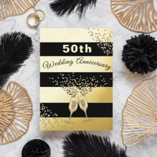 50th Gold Wedding Anniversary Black Chic Elegant