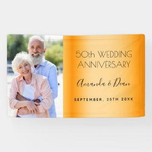 50th gold wedding anniversary custom photo banner