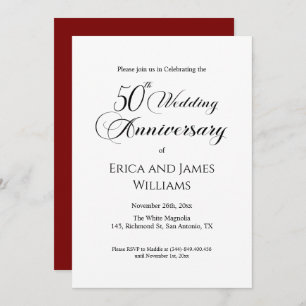 50th Gold Wedding Anniversary Elegant Script Invitation