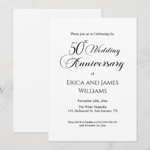 50th Gold Wedding Anniversary Elegant Script Invitation