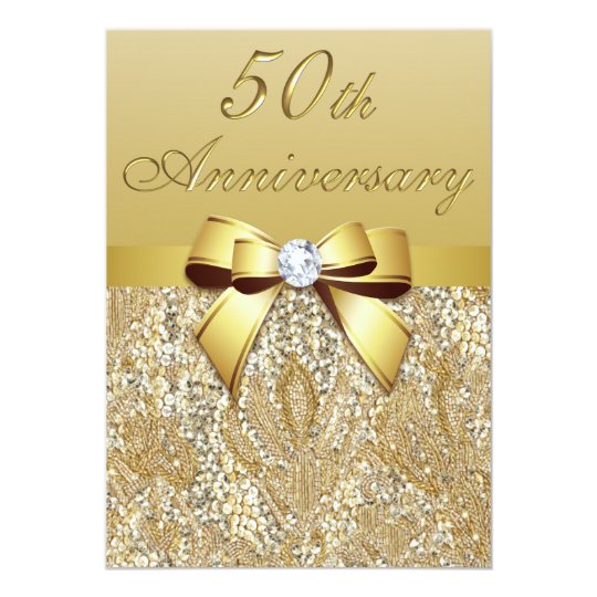 50th gold wedding anniversary faux sequins and bow 50th gold wedding