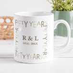 50th Gold Wedding Anniversary Gift Coffee Mug<br><div class="desc">Unique and modern fifty years wedding anniversary coffee mug. Easily personalise and customise by initials and year(s) for special friends,  couples,  parents or your husband / wife. Be sure to check out the rest of my collection for more gifting ideas.</div>