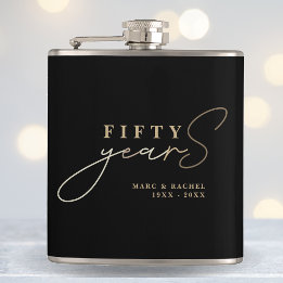 50th Gold Wedding Anniversary Gift Hip Flask