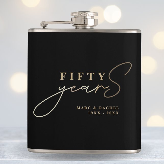 50th Gold Wedding Anniversary Gift Hip Flask (Creator Uploaded)