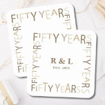 50th Gold Wedding Anniversary Gift Square Paper Coaster<br><div class="desc">Bold and stylish paper coasters designed for a milestone 50th wedding anniversary.  Easily personalise and customise by initials and year(s) for guests at a party,  couples,  parents or your husband / wife. Be sure to check out the rest of my collection for more gifting ideas.</div>