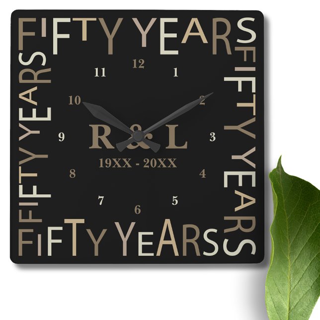 50th Gold Wedding Anniversary Gift Square Wall Clock (Creator Uploaded)