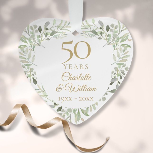 50th Gold Wedding Anniversary Greenery  Ornament (50th Gold Wedding Anniversary Greenery Ornament)