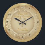 50th Gold Wedding Anniversary Large Clock<br><div class="desc">Personalise Clock. 50th Golden Wedding Anniversary Keepsake ready for you to personalise. This design works well for other events or occasions such as a birthday, wedding, years of service... or you can make it work for everyday use for your home or office by just adding your name, company or nothing...</div>