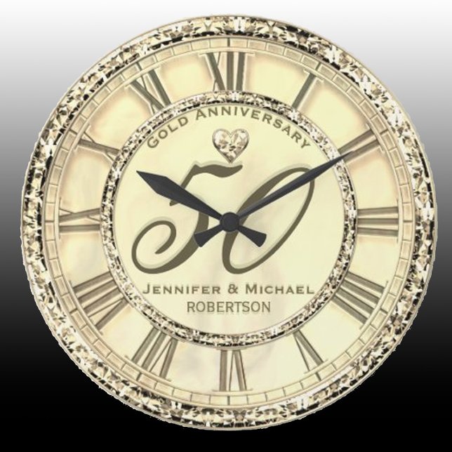 50th Gold Wedding Anniversary Large Clock (Creator Uploaded)