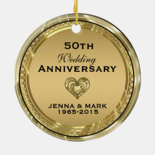 50th Gold Wedding Anniversary Ornament