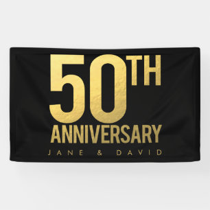 50th Gold Wedding Anniversary Party Wall Banner
