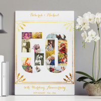 50th Gold Wedding Anniversary Photo Collage White