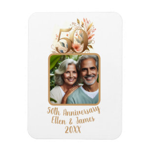 50th Gold Wedding Anniversary Photo Keepsake Magnet