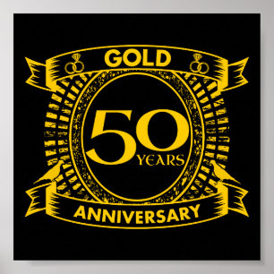50th Gold Wedding Anniversary Poster