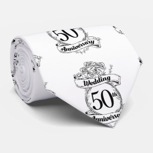 50th Gold Wedding Anniversary Roses Tie