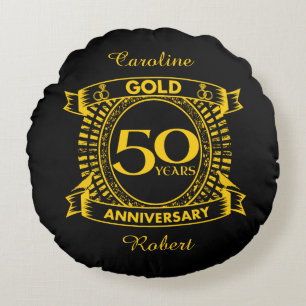 50th Gold Wedding Anniversary Round Cushion