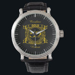 50th Gold Wedding Anniversary Watch<br><div class="desc">A crest style design for a married couple celebrating their 50 year wedding anniversary. This design is gold / yellow with the text Gold 50 years,  anniversary. A romantic,  commemorative gift idea.</div>