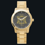 50th Gold Wedding Anniversary Watch<br><div class="desc">A crest style design for a married couple celebrating their 50 year wedding anniversary. This design is gold / yellow with the text Gold 50 years,  anniversary. A romantic,  commemorative gift idea.</div>