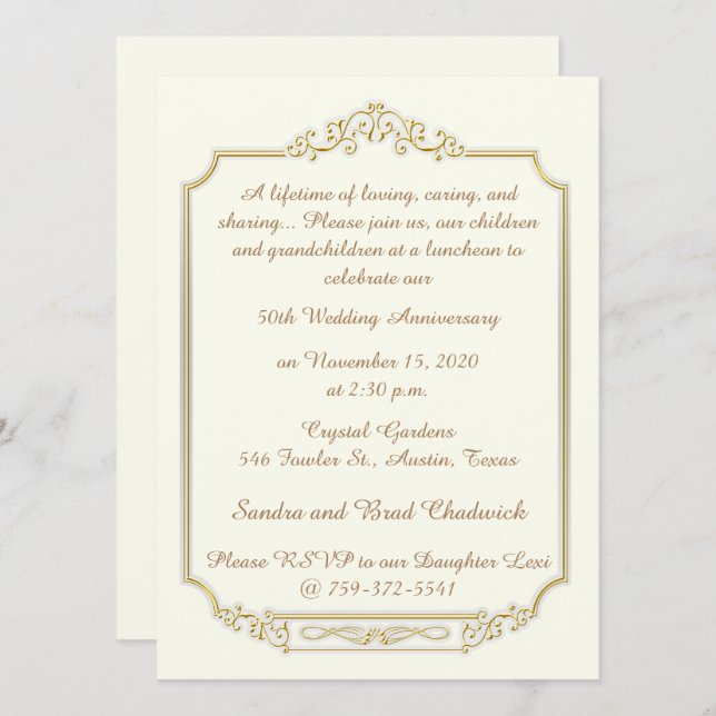 50th Golden Anniversary Celebration Invitation (Front/Back)
