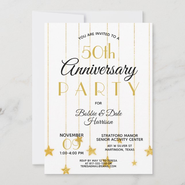50th Golden Anniversary Custom Event Gold Party Invitation (Front)