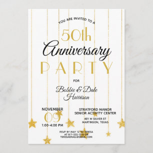 50th Golden Anniversary Custom Event Gold Party Invitation