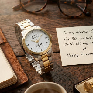 50th Golden Anniversary Elegant Monogram Watch 