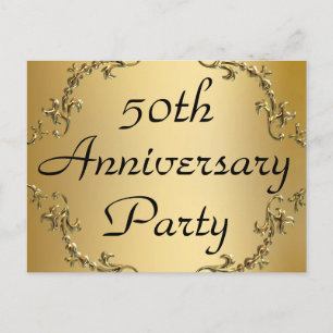 50th Golden Anniversary Party Invitation Postcards