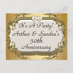 50th Golden Anniversary Party Invitation Postcards