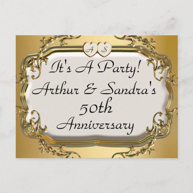 50th Golden Anniversary Party Invitation Postcards (Front)