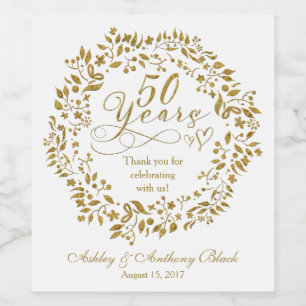50th Golden Anniversary Personalised Wine Label