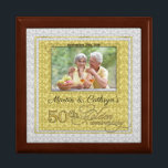 50th Golden Anniversary Photo Gift Box<br><div class="desc">This beautiful lacquered Jewellery or Trinket Box is adorned with our beautiful Wedding Anniversary Collection designs and holds the anniversary couple's photograph, date of their Golden Anniversary and their names. A lovely way to cherish the memories you made celebrating 50-years together. A beautiful gift for the husband to give his...</div>
