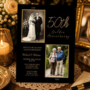 50th Golden Anniversary Photo Gold Invitation