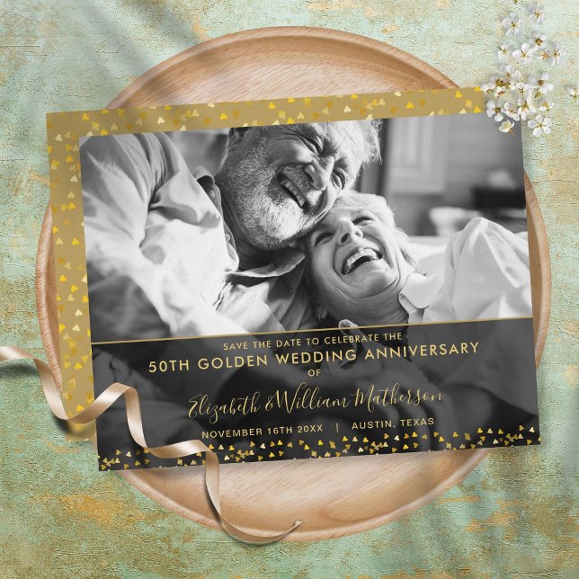 50th Golden Anniversary Save the Date Photo Announcement Postcard (Creator Uploaded)