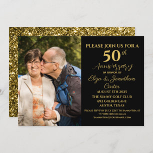 50th Golden Anniversary Surprise Party Glitter Invitation