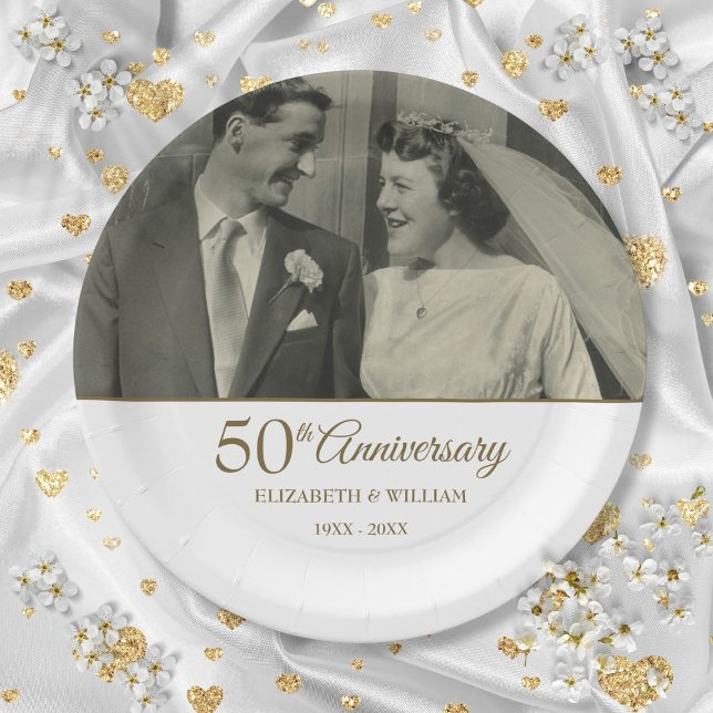 50th Golden Anniversary Wedding Photo Paper Plate (50th Golden Anniversary Wedding Photo Paper Plate)