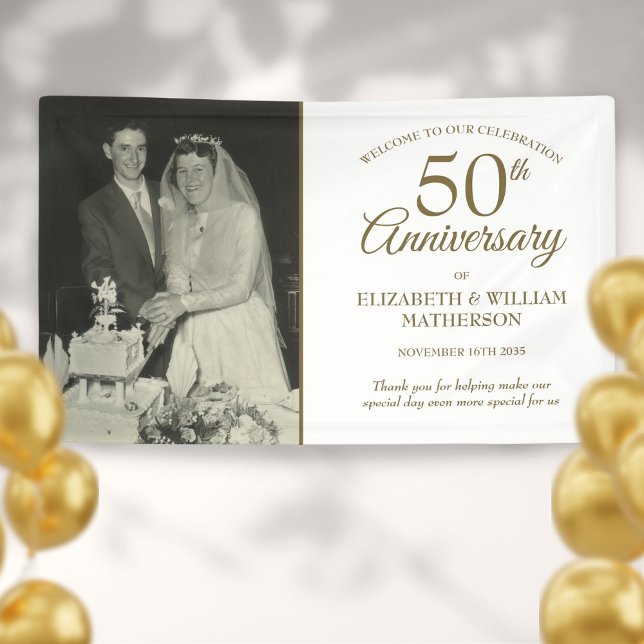 50th Golden Anniversary Your Wedding Photo Welcome Banner (50th Golden Anniversary Your Wedding Photo Welcome Banner)