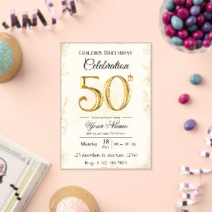 50th Golden Birthday Invitation