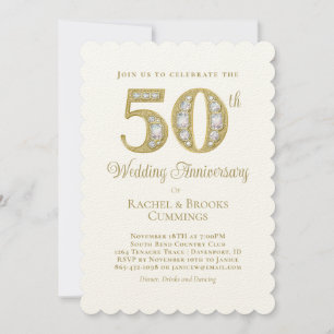 50th Golden Elegant Wedding Anniversary Party Invitation