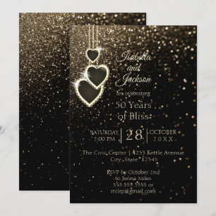 50th Golden Glitter Anniversary Invitation