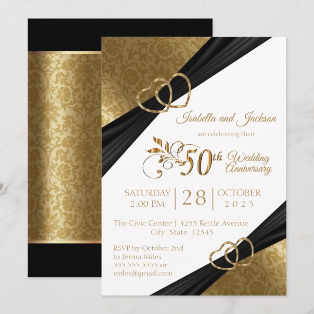50th Golden Heart Anniversary Design Invitation (Front/Back)