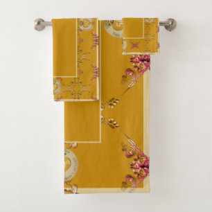 50th Golden Ochre Wedding Anniversary Bath Towel Set