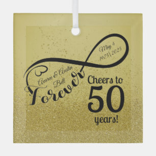 50th Golden Wedding Anniverary Cheers to 50 Years Glass Tree Decoration