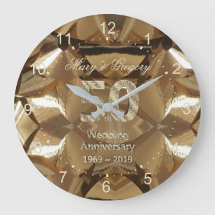 50th Golden Wedding Anniversary 2019 Large Clock