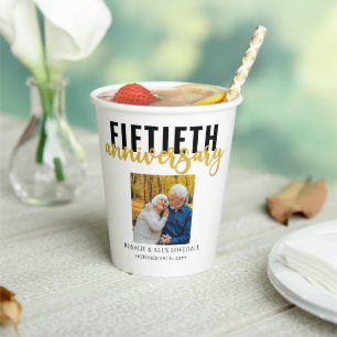 50th Golden Wedding Anniversary 2 Photo Paper Cups