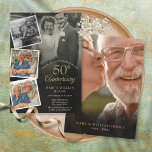 50th Golden Wedding Anniversary 5 Photo Collage Invitation<br><div class="desc">Personalise with your 5 favourite photos and your special 50th golden wedding anniversary celebration details in chic typography. Designed by Thisisnotme©</div>