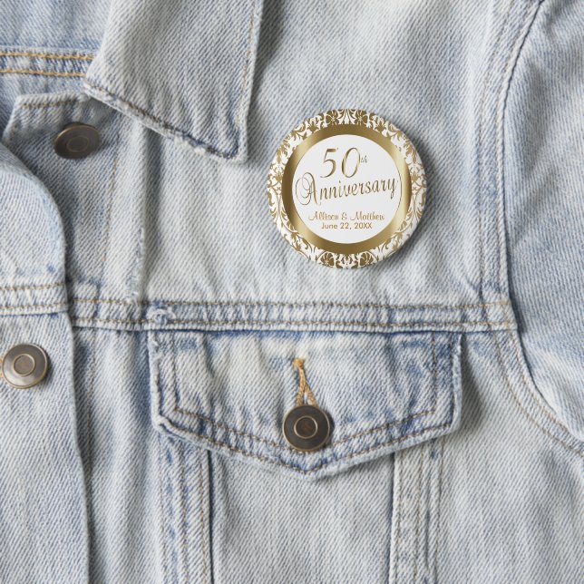 50th Golden Wedding Anniversary 6 Cm Round Badge (In Situ)