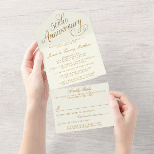 50th Golden Wedding Anniversary All In One Invitation