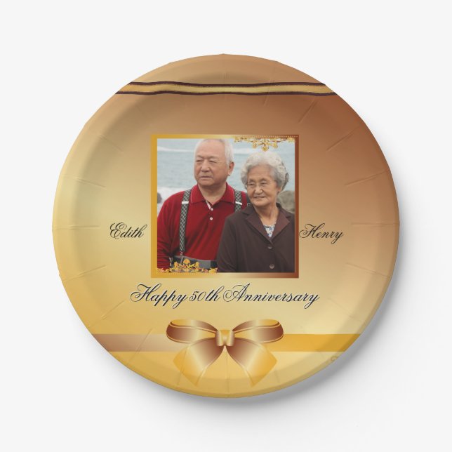 50th Golden Wedding Anniversary Amazing Paper Plate (Front)