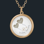 50th Golden Wedding Anniversary balloon  Gold Plated Necklace<br><div class="desc">Personalised 50th wedding anniversary necklace with gold heart balloons.
A modern gift for a husband to give his wife when celebrating fifty years of marriage or for a child to give to a mum on her golden wedding anniversary.  
Matching cards are also available in this pretty design.</div>