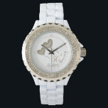 50th Golden Wedding Anniversary balloon husband Wa Watch<br><div class="desc">Personalised 50th wedding anniversary white watch with gold heart balloons.
A beautiful gift for a husband to give his wife after fifty years of marriage.
Both the names of the couple and anniversary can be changed as desired.  
Matching cards are also available in this pretty,  modern and elegant design.</div>
